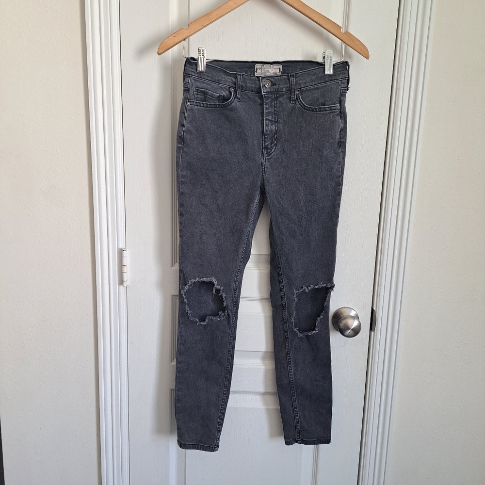 Free PEOPLE Distressed Jeans Gray Black Size 28